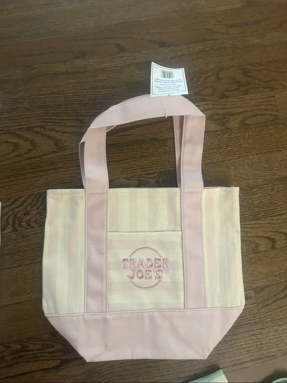 4 striped mini canvas trader joe bags